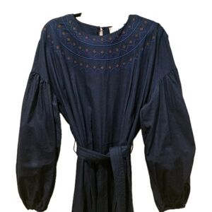 Elegant Navy Blue Embroidered Dress
